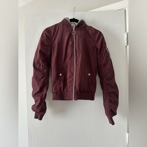 Women’s Maroon Bomber Jacket, Size: S